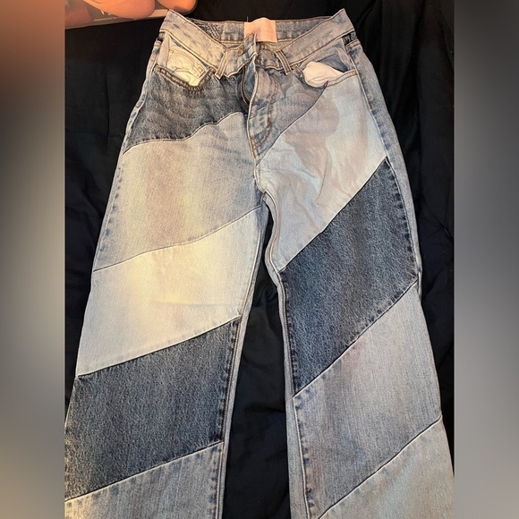 Revice 90's Baby Candy Shop Candy Stripe Denim Jeans Wide Leg High Waisted Fit - Picture 10 of 13